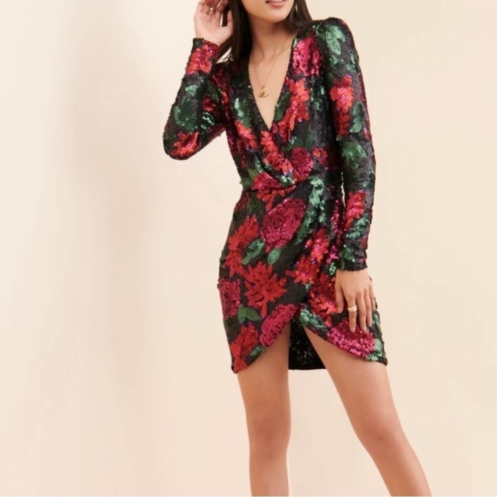 Saylor | Lou Floral Sequin Mini Dress Size Medium - Picture 2 of 9